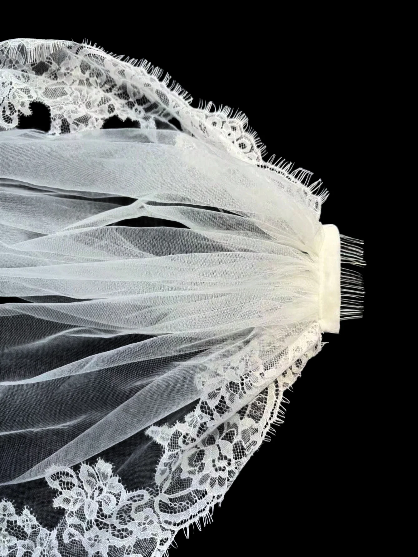 2026 New 3M Cathedral Length Bridal Veil | Romantic White French Lace Wedding Veil | Spanish Mantilla Lace Edge Long Bridal Veil