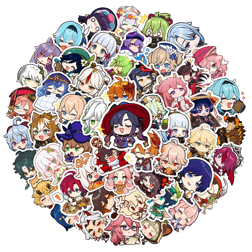 10/30/50/100PCS Genshin Impact Stickers Decals Cartoon Decoration Suitcase Scrapbooking Laptop Phone Stationery Kid Sticker Gift