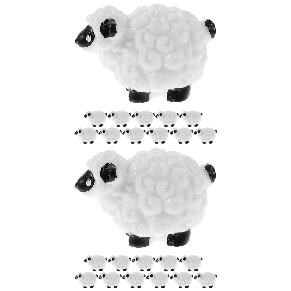 2 PCS Micro Landscape Decorative Ornaments Animal Resin Sheep Figurines Mini Cake Small for Outdoors