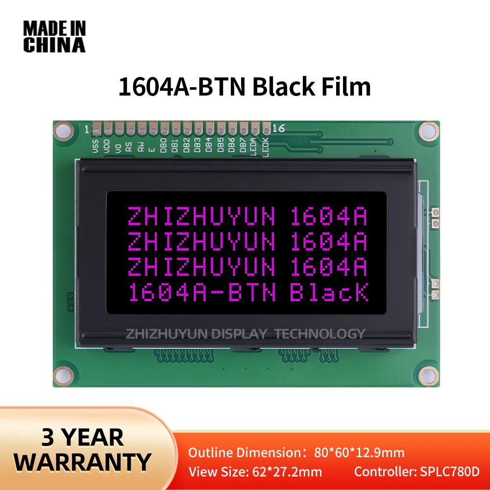 Stabile Lieferung von Waren 1604a Zeichen Bildschirm btn schwarz Film lila Zeichen 3,6 Zoll Controller splc780d Spannung 5V 3,3 V