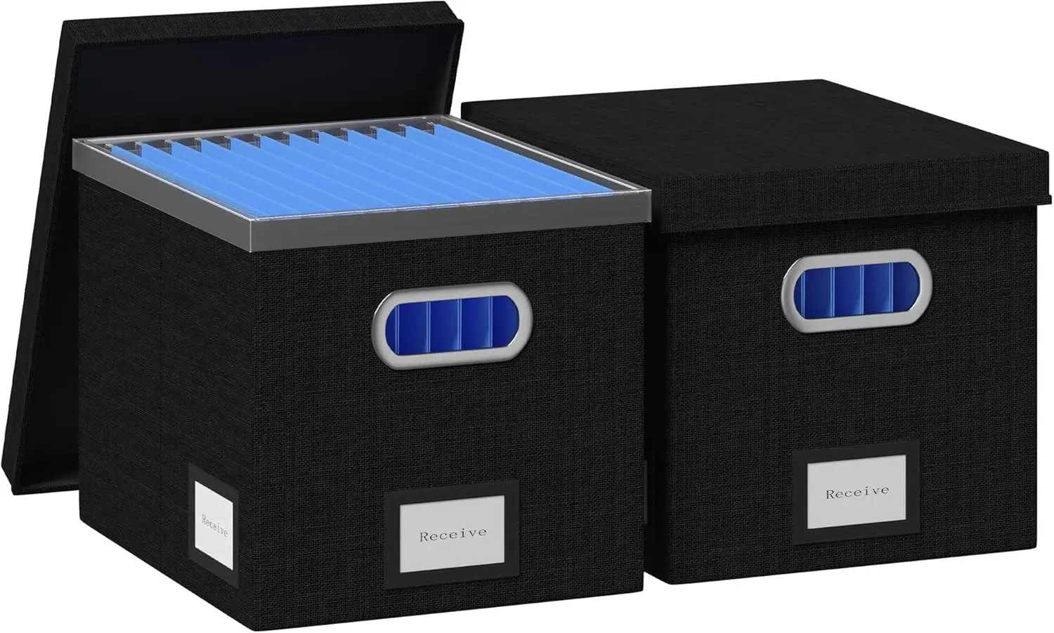 

File Organizer Box - File Boxes for Hanging Files with Lid Set of 3 Decorative Hanging Folders Organizer with One-Piece Plast