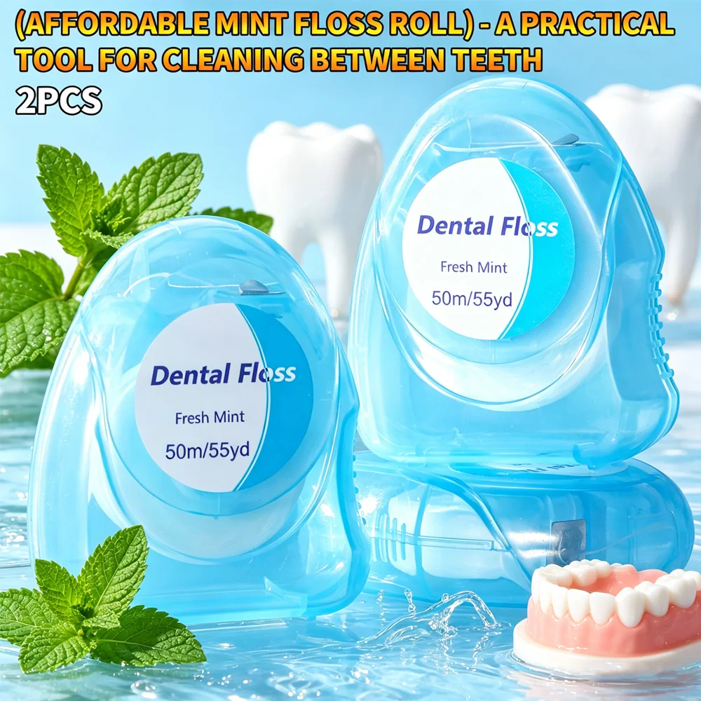 

(Недорогие мятные зубные нити в рулоне) - 2 шт. - Практичное средство для чистки межзубных промежутков - Незаменимо для повседневной жизни