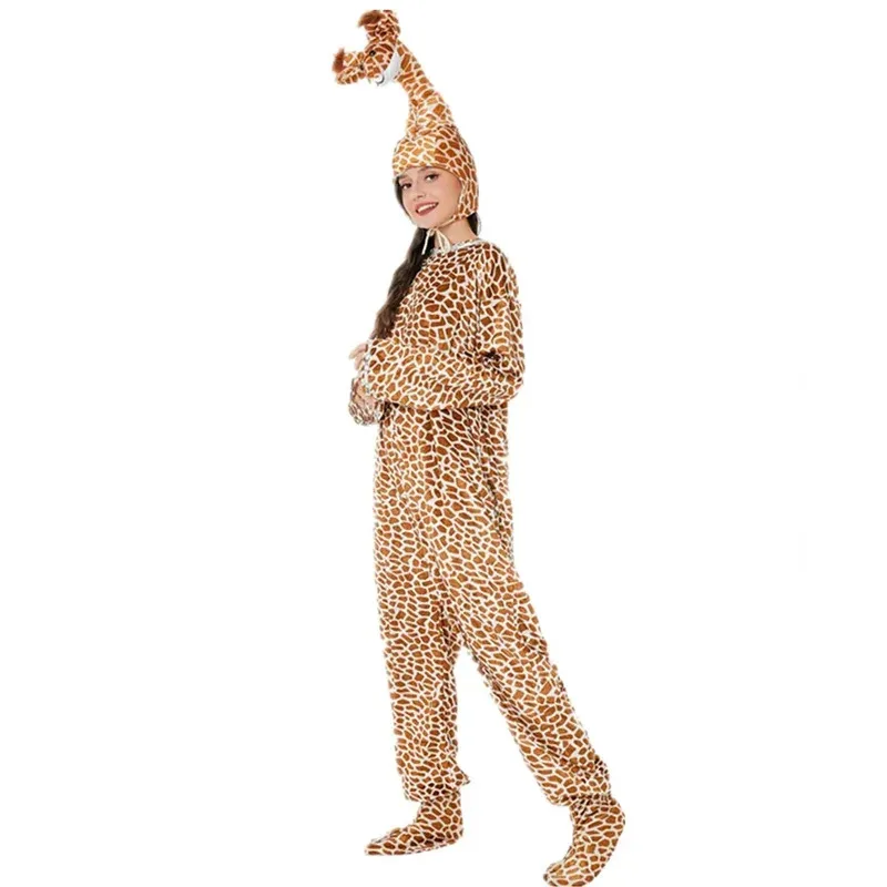 

Giraffe Costume Adult Purim Halloween Adult Cosplay Jumpsuit Set Fantasy Woman Dress Carnival Mascot Stage Performance Costume