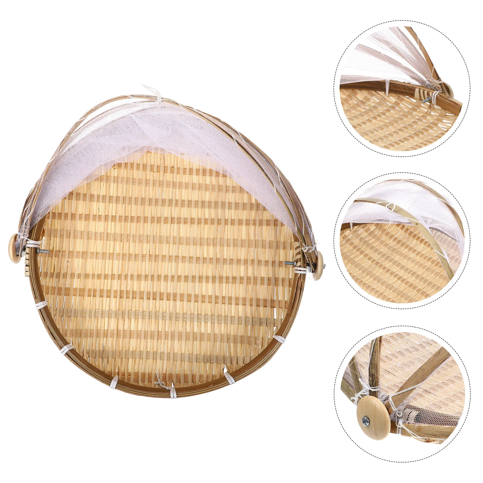

Vegetable Storage Basket Bamboo Woven Food Serving Tent Lightweight Ventilated Design for Home Picnic Outdoor Use