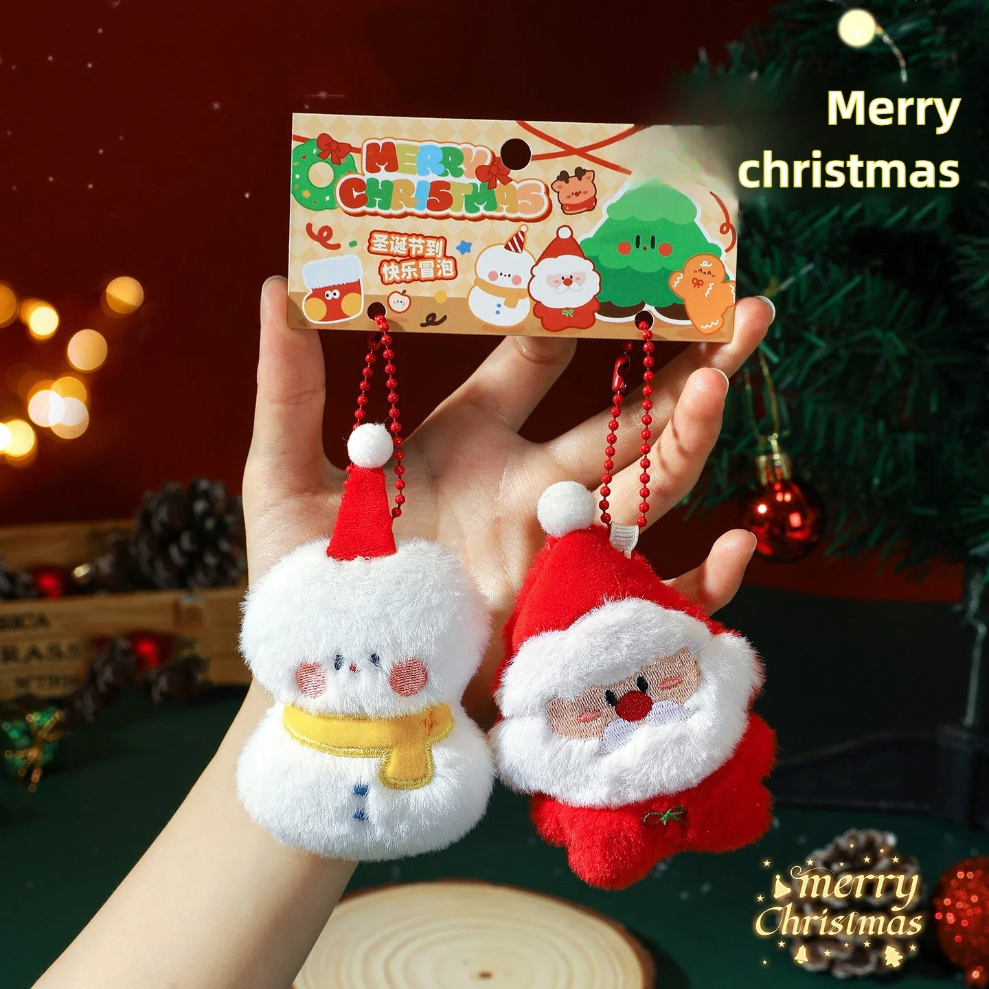 

Cute Plush Toy Christmas Decoration Christmas Tree Pendants Santa Claus Cartoon Doll Plush Keychain Xmas Party Ornament toys