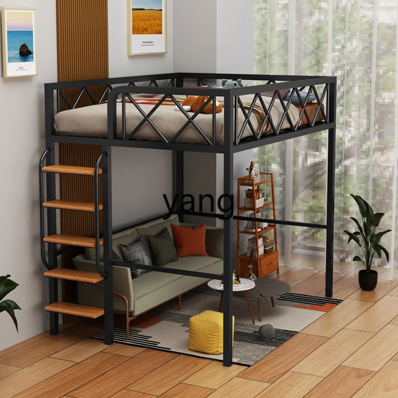 

LTT small apartment bed under empty wrought iron elevated bed household dormitory space saving high and low bed