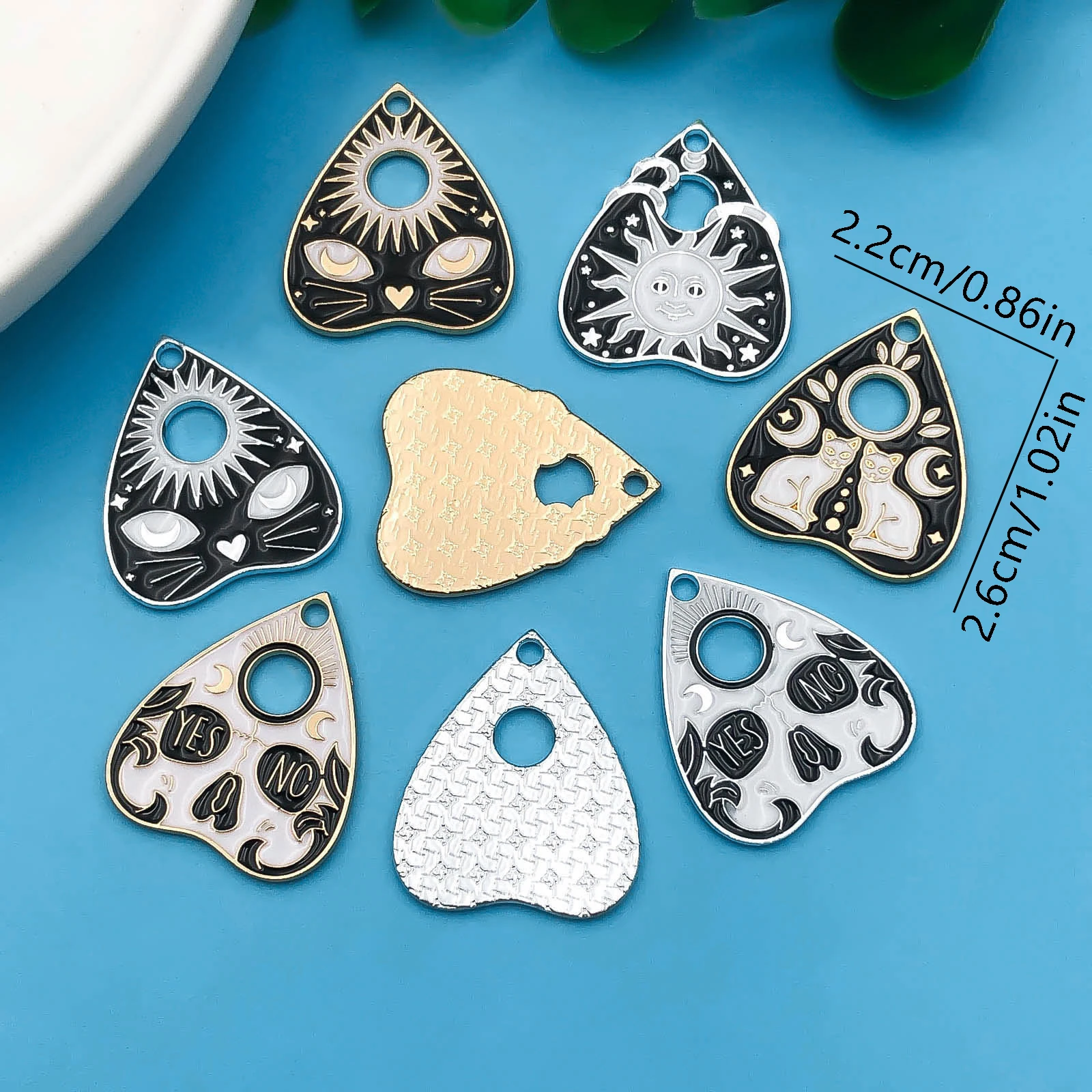 5/8pcs/pack Black Tarot Charms Ouijas Board Charms Cat Charm Sun Enamel Alloy Pendant For DIY Jewelry Making Necklace Earrings