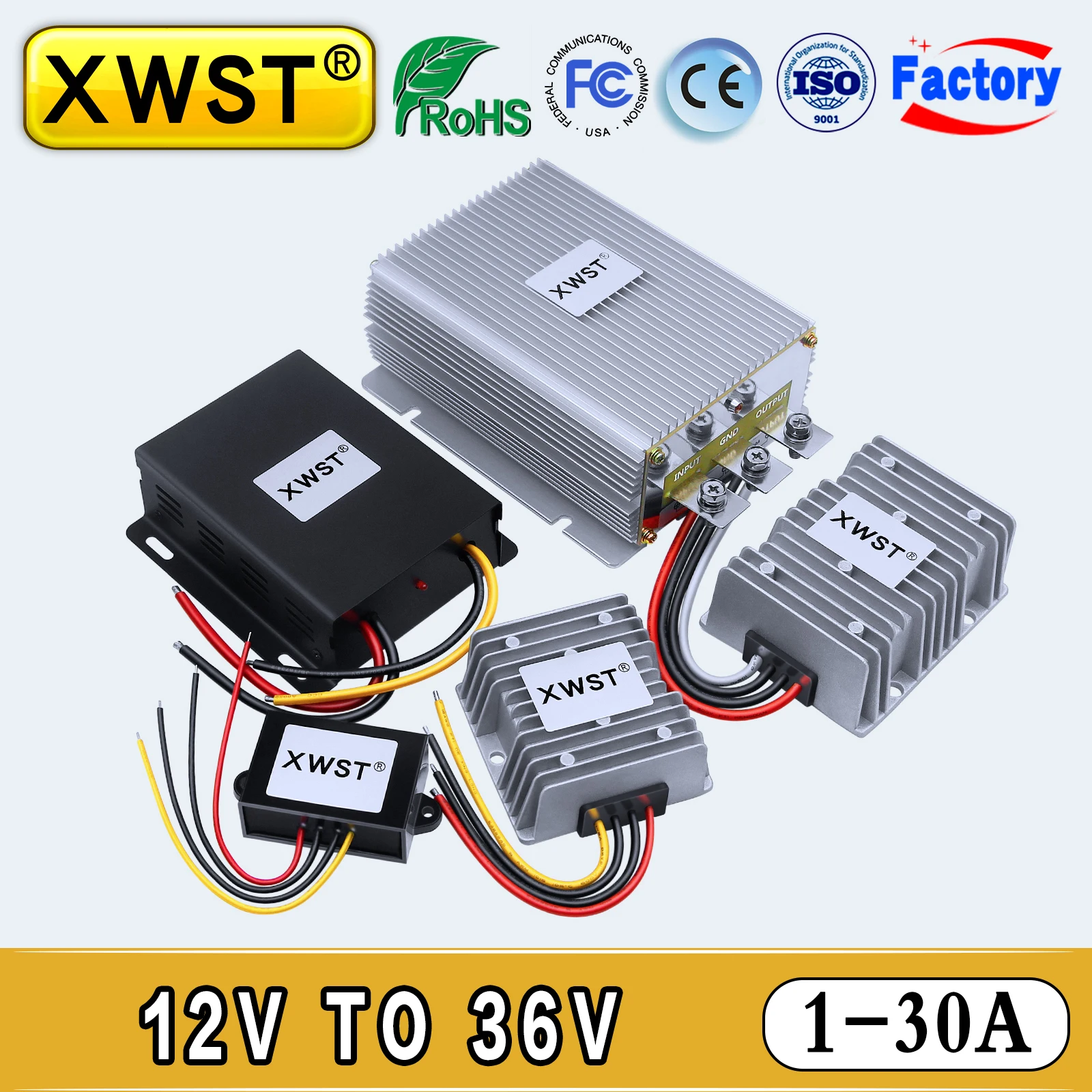 

XWST DC to DC Boost Converter 12V to 36V Step Up Power Inverter Stabilizer 1-30A Voltage Regulator Transformer Module Waterproof