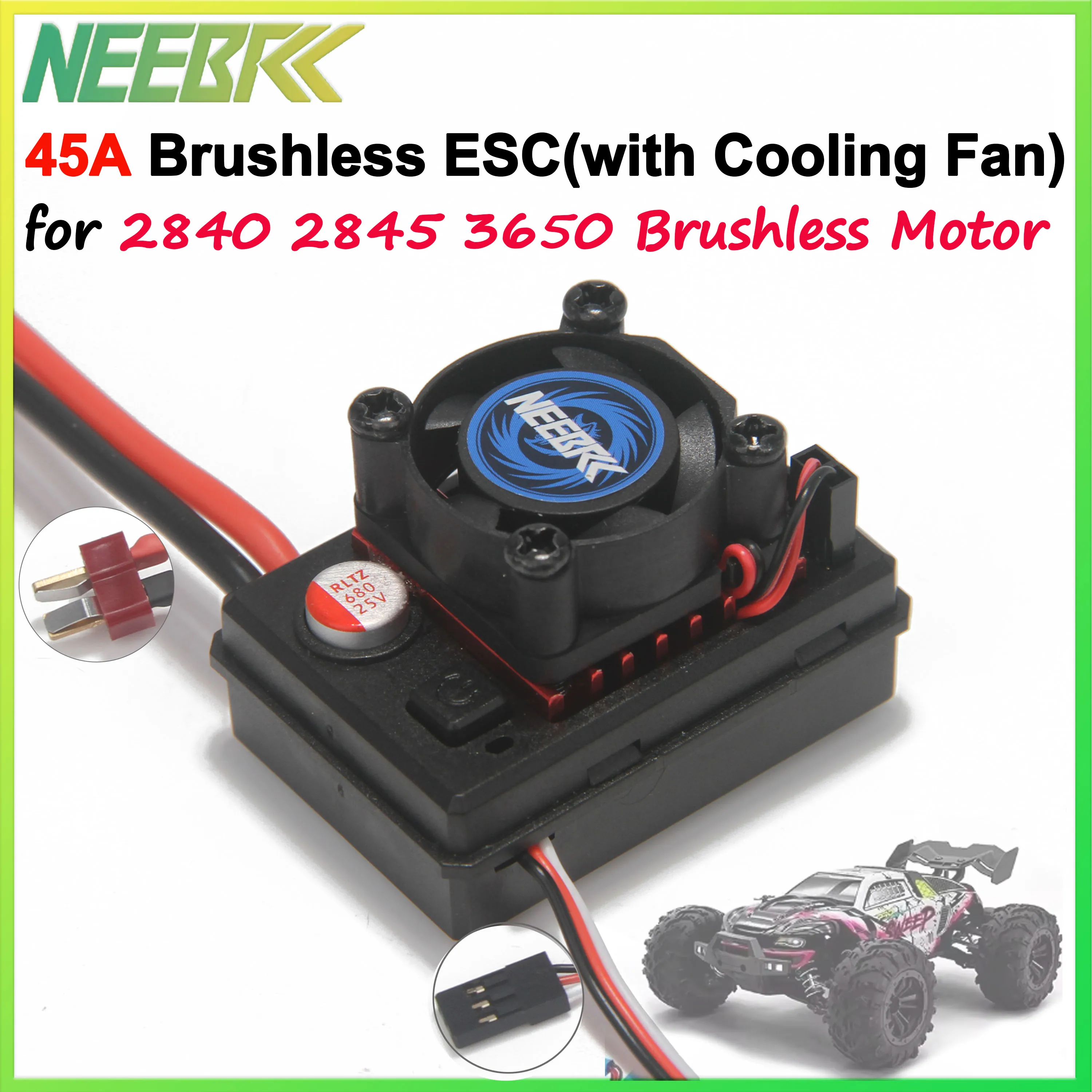

45A 6V/3A Brushless Waterproof ESC T Plug 2-3S for RC Car 2845 Motor SCY 16101 Pro MJX HYPER GO 14210 16210 WLtoys Upgrade Parts