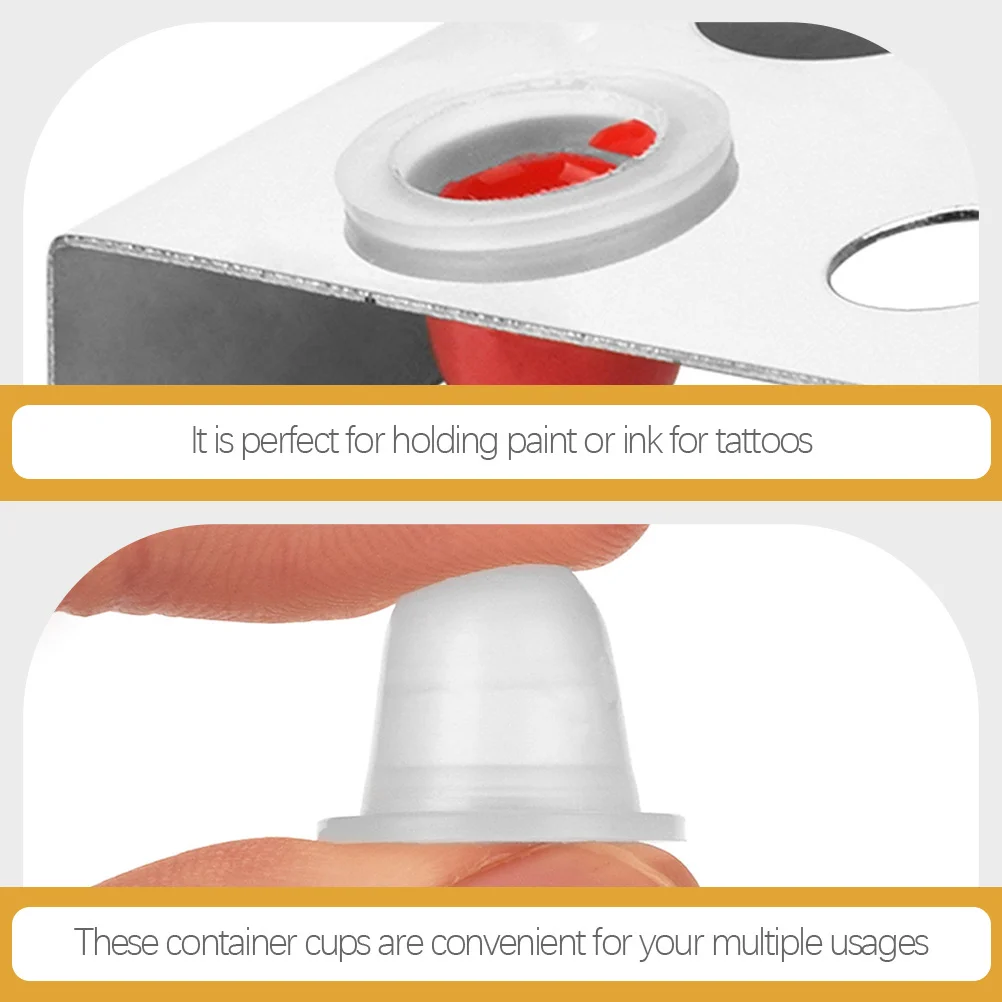 100 قطعة أكواب الصباغ السيليكون لحاملي حبر الوشم U-شكل حاويات اللون المحمولة دائم الوشم لوازم ماكياج مدمج #1