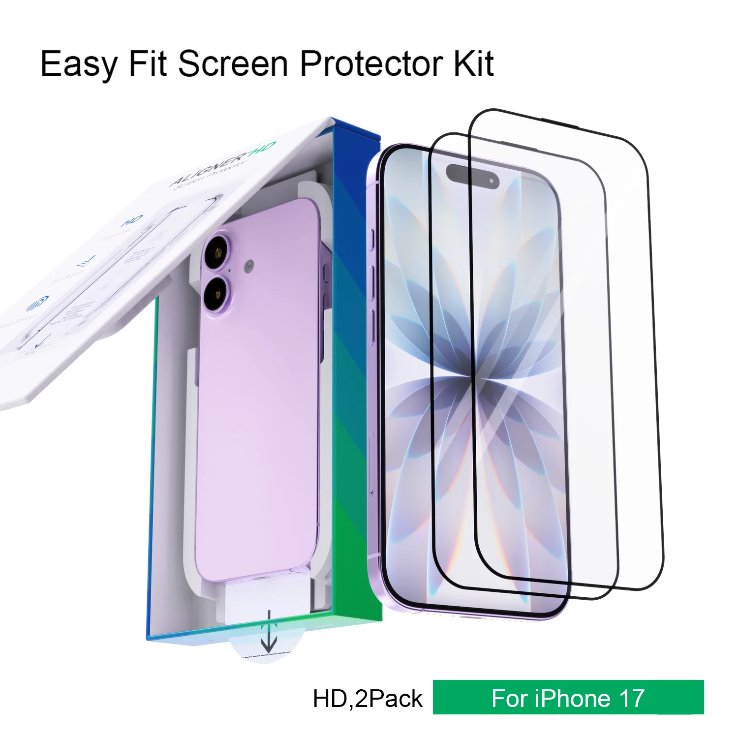 

Защитная пленка для экрана Bonola из 2 упаковок с простым локатором для iPhone 17 Pro MAX/17 Air, взрывозащищенная пленка из закаленного стекла 9H