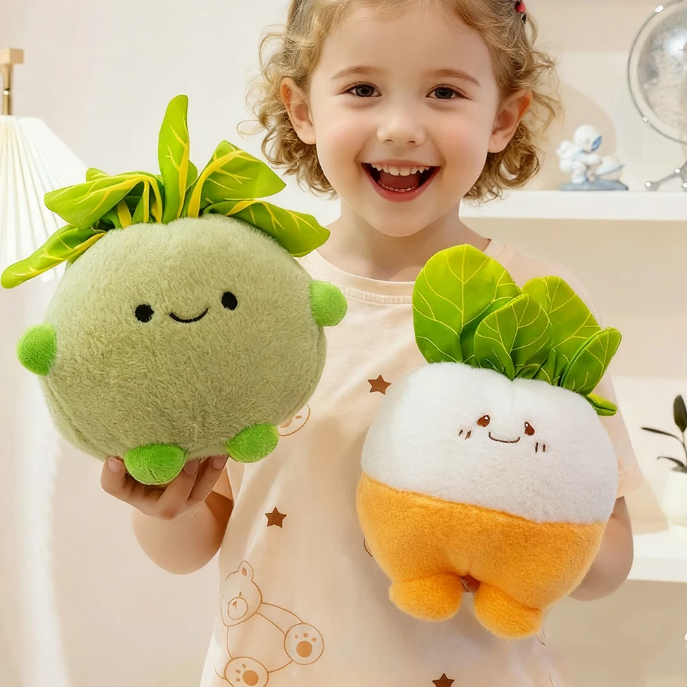 Schattig groenteknuffels gevuld selderij, wortel, paddestoel, pompoen, broccoli, knoflook, aubergine, aardappel- en raapcollectie