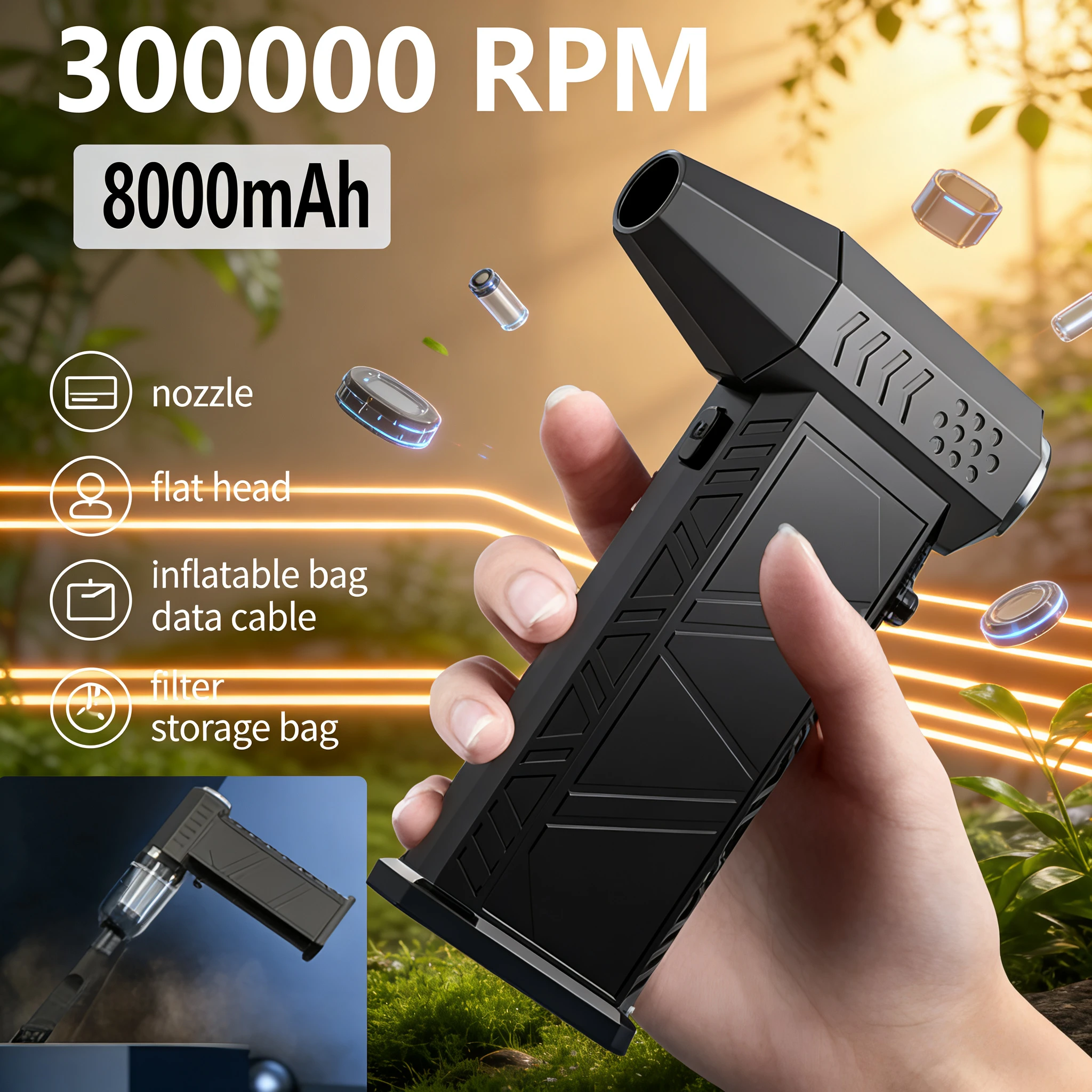 53 م/ثانية قوة الرياح! مروحة توربو نفاثة بدون فرش 300000 دورة في الدقيقة - أداة تنظيف منفضة الهواء المحمولة #1