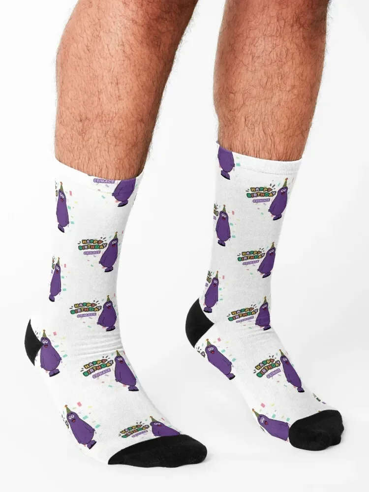 Calcetines con estampado de feliz cumpleaños para hombre y mujer, medias transparentes de lujo