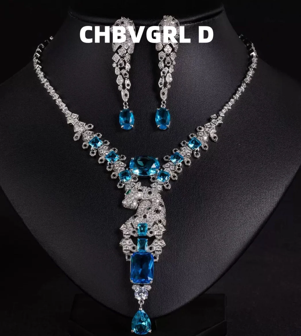[فاخر] مجوهرات بتصميم كلاسيكي فاخر أوروبي وأمريكي، مجموعة إكسسوارات مزاجية لفساتين السهرة، قلادة من الزركون للنساء