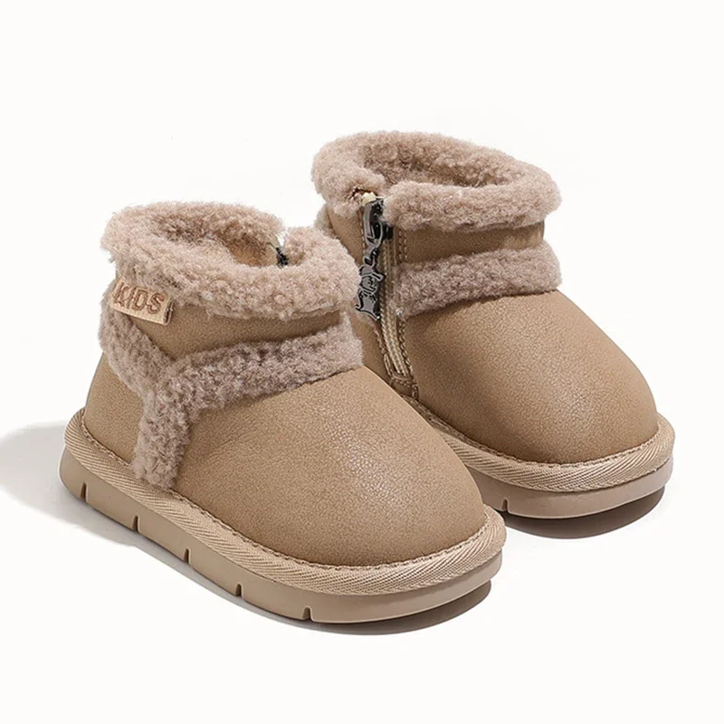 Dziecięce buty śniegowe 2024 Winter New Plush Warm Boys and Girls Cotton Shoes Thick Fur Anti-slip Baby Casual Short Boots