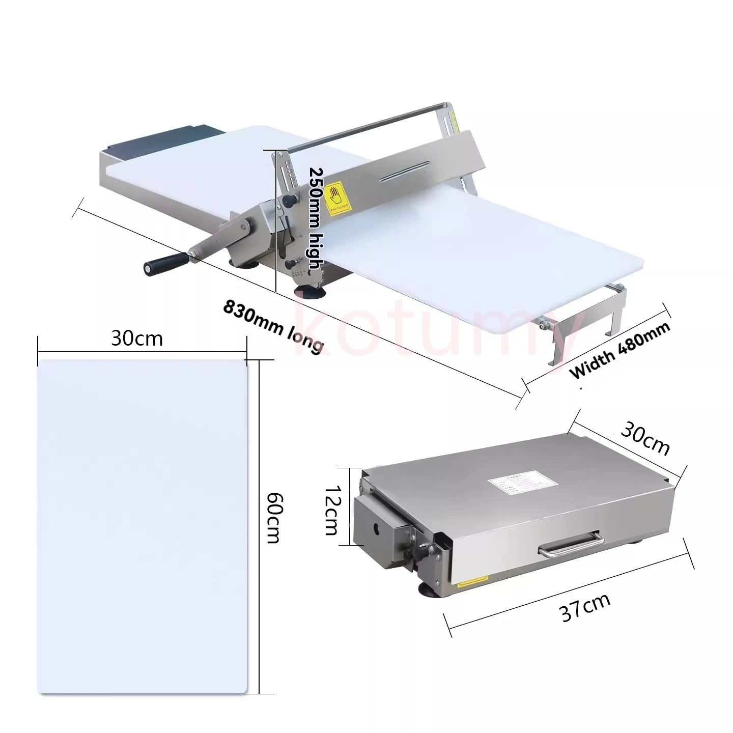 Hand Cranked Puff Pastry Machine Dough Sheeter Puff Pastry Maker Dough Flattener Stainless Steel Food Processor
