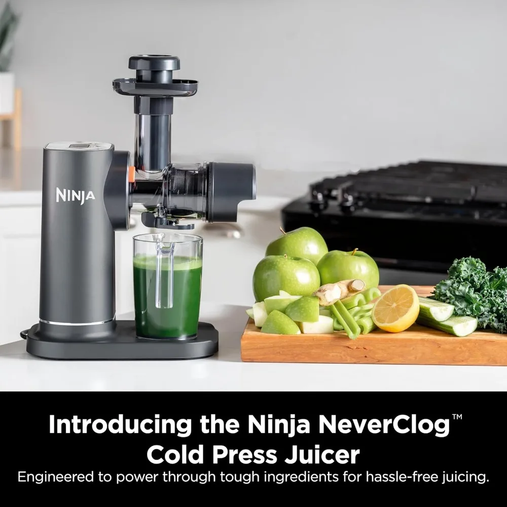 Cold Press Juicer, Powerful Slow Juicer with Total Pulp Control, Countertop, 2 Pulp Functions, Dishwasher Safe, Charcoal