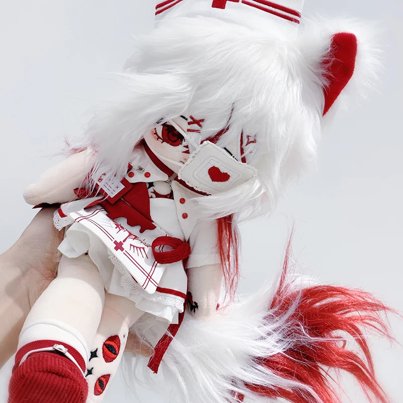 Ropa para muñecas de 20cm, conjunto de uniforme de enfermera bonito, sombrero, máscara de ojos de amor, vestido, falda, ropa, trajes, muñecos de peluche, juguete de Anime, regalo para niños