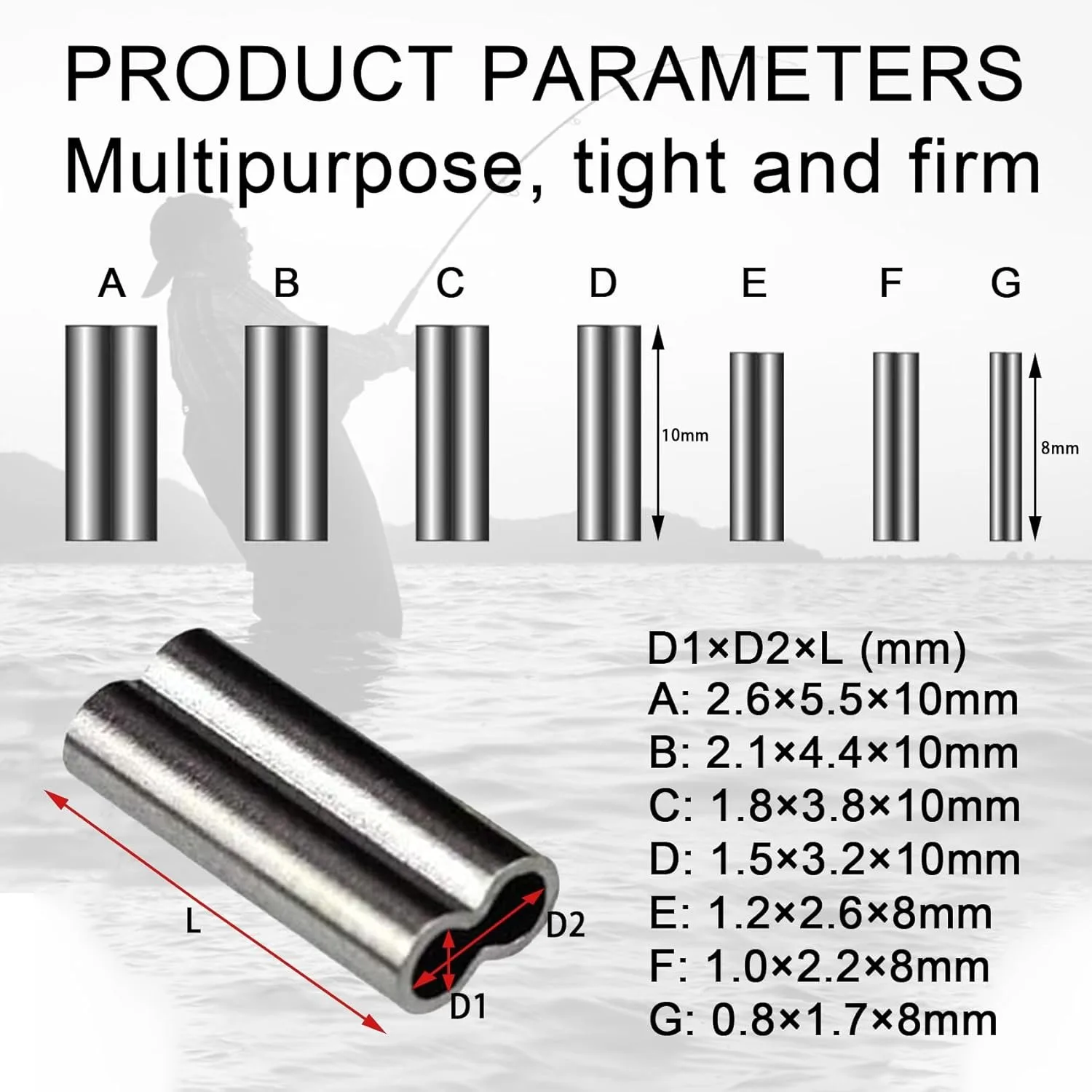 النحاس برميل مزدوج تجعيد الأكمام خيط صنارة الصيد العقص حلقة كم النحاس أنبوب موصلات لصيد الأسماك زعيم تزوير #2