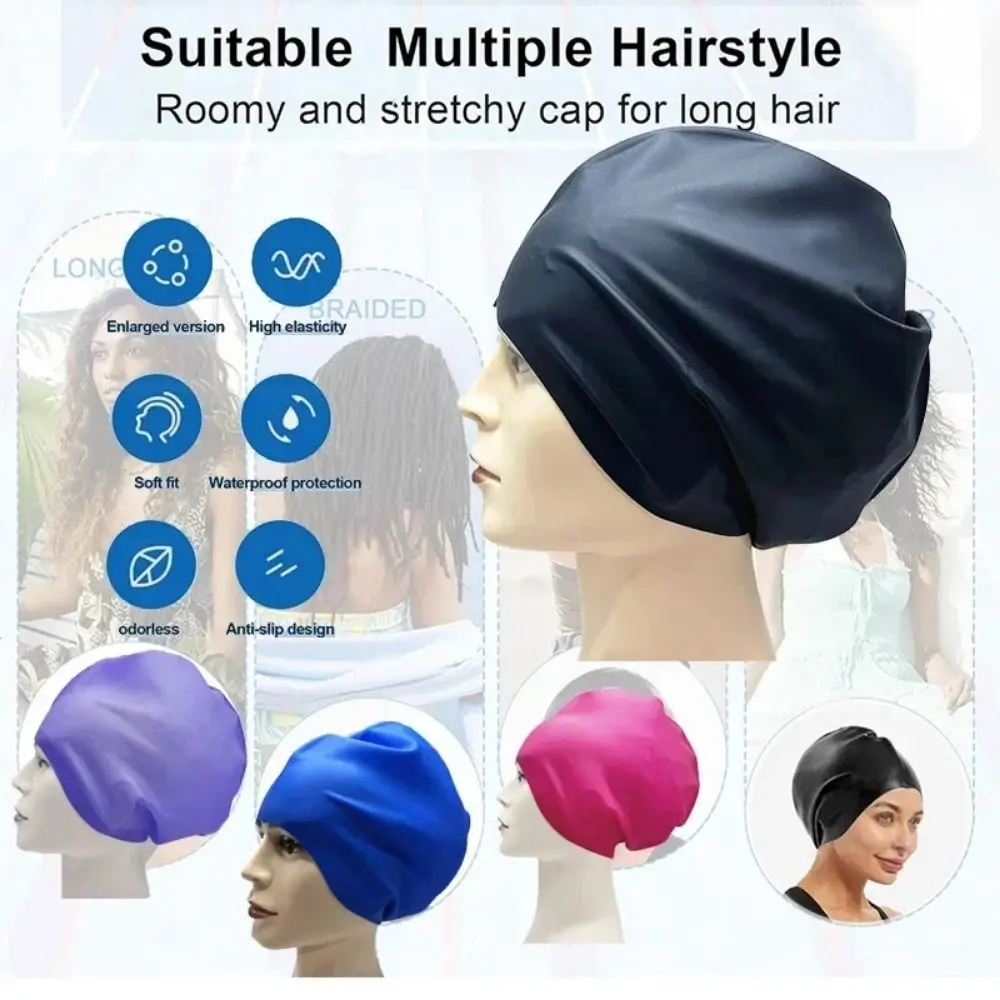

Elastic Silicone Swim Headgear Thicken Design Soft Waterproof Swim Cap Solid Color Anti-cold Snorkeling Cap