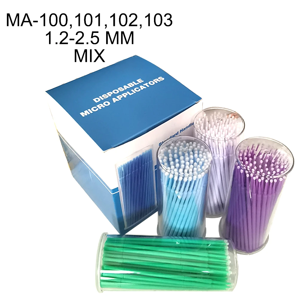 JNSUR 1.2-2.5MM Dental Disposable Micro Applicator Brush /Disposable Eyelash Brushes With Box Dentist Material Tool 400pcs