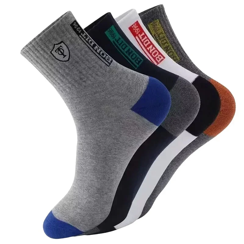 6 pairs of mid length socks for men wholesale business versatile long socks breathable sweat absorbing spring and summer black a