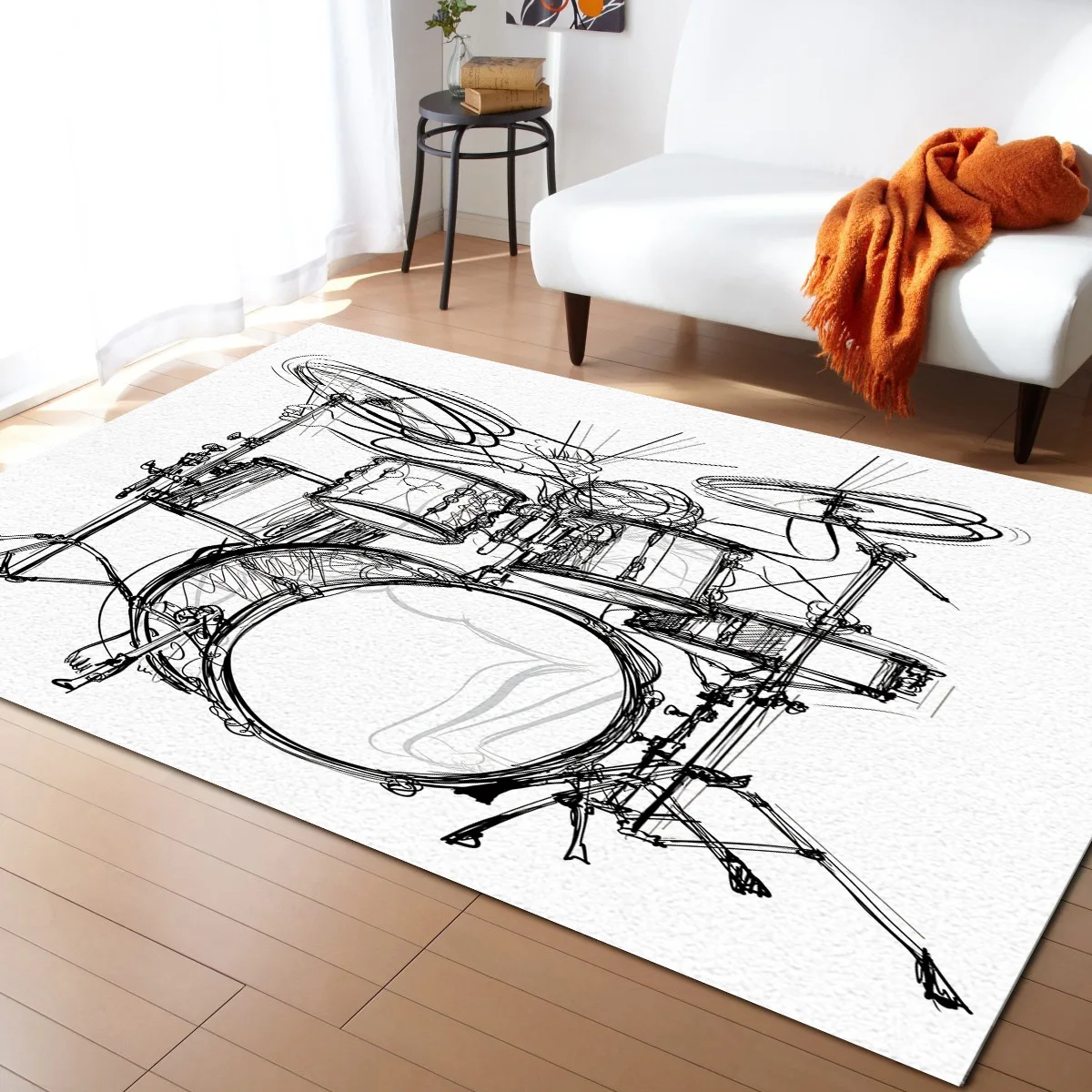 

Rock Instrument Living Room Carpet Coffee Table Floor Mat Study Bedroom Bedside Home Decoration Non-slip Large Rug Floor Mat