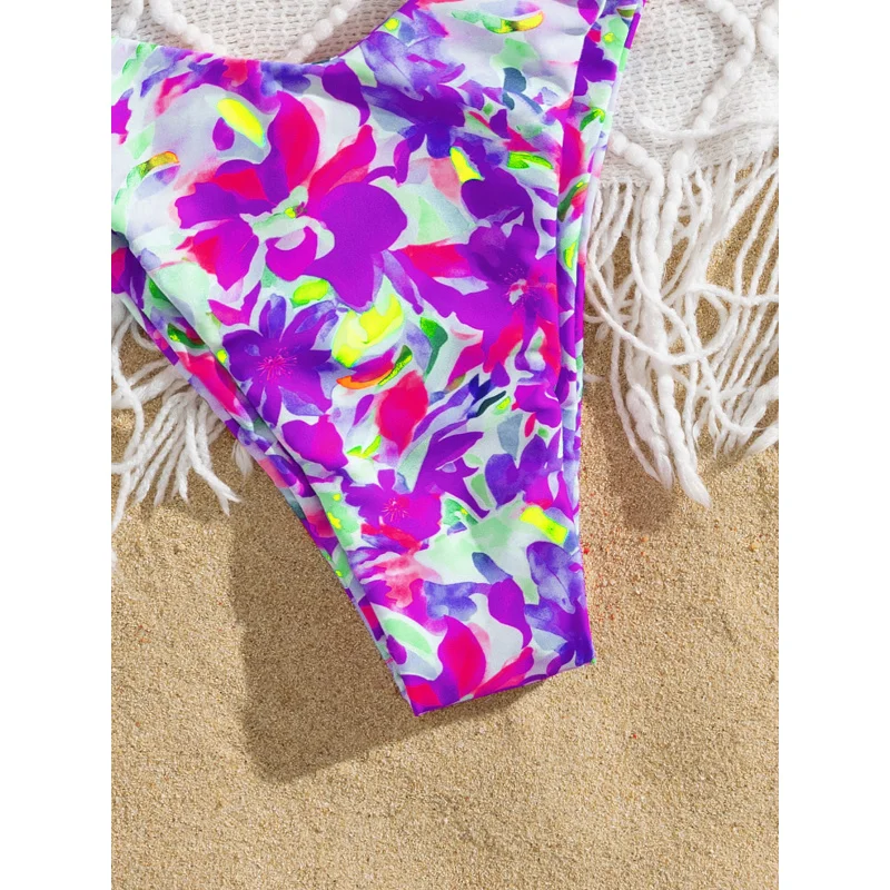 New Soft Bag Printed Adjustable Strap Tie Backless Sexy Party Bikini Set At the beach in summer