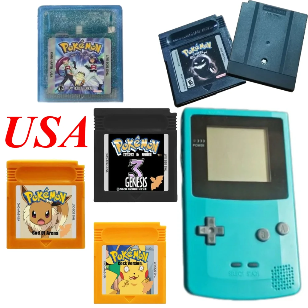 USA Pokémon Game Boy Cartridge Set Multiple Versions Compatible with Game Boy Console 16 Bit Video English Version Series