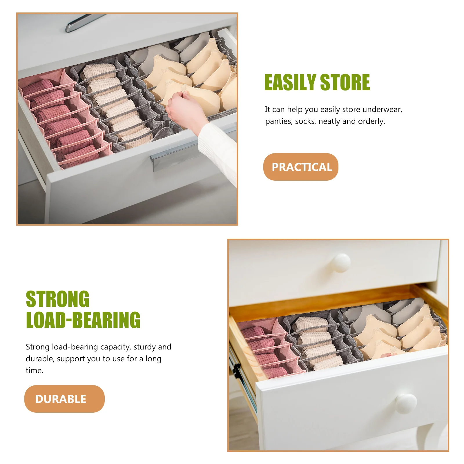 

Underwear Organizer Set Environmental Material Dresser Drawer Storage Case Sock Holder