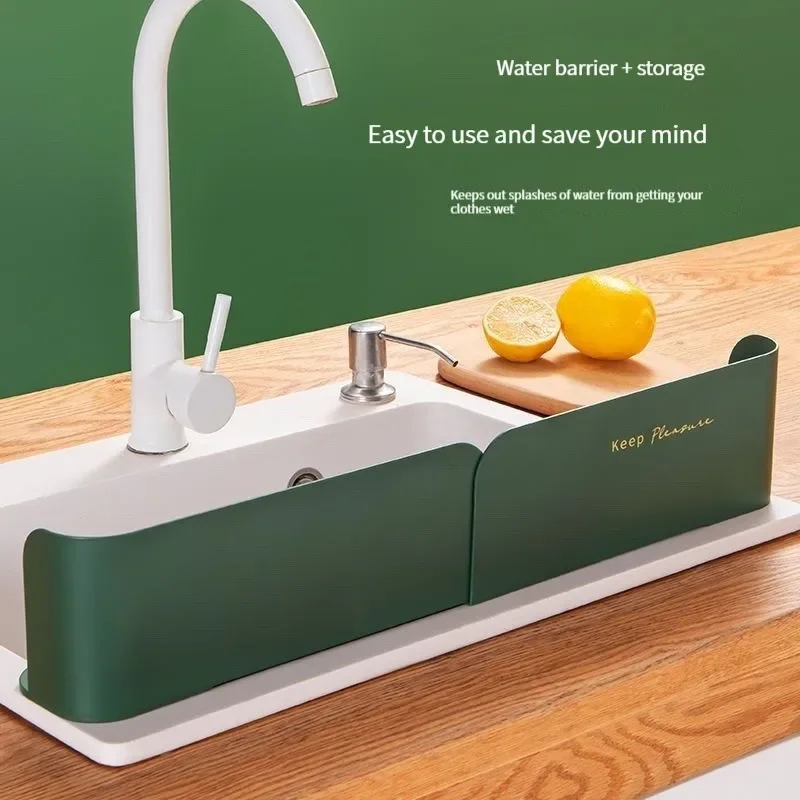 Kitchen Sink Water Splash Guards with Sucker Waterproof Screen for Dish Fruit Vegetable Washing Anti-water Board