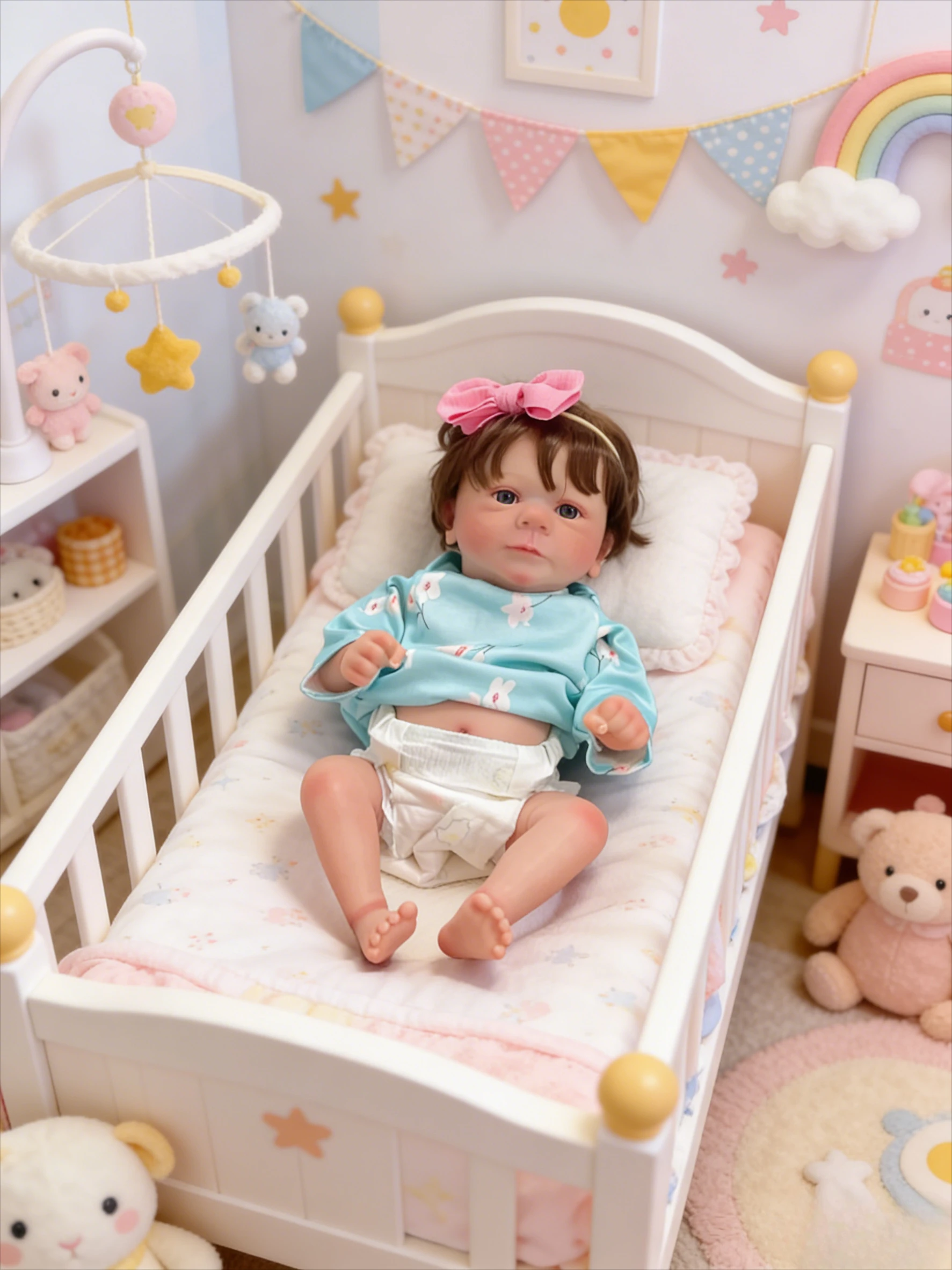 

Кукла-реборн Фелисия 45 см, полностью виниловое тело девочки, волосы, имплантированные вручную, 3D-кожа с видимыми венами, реалистичный подарок для девочек