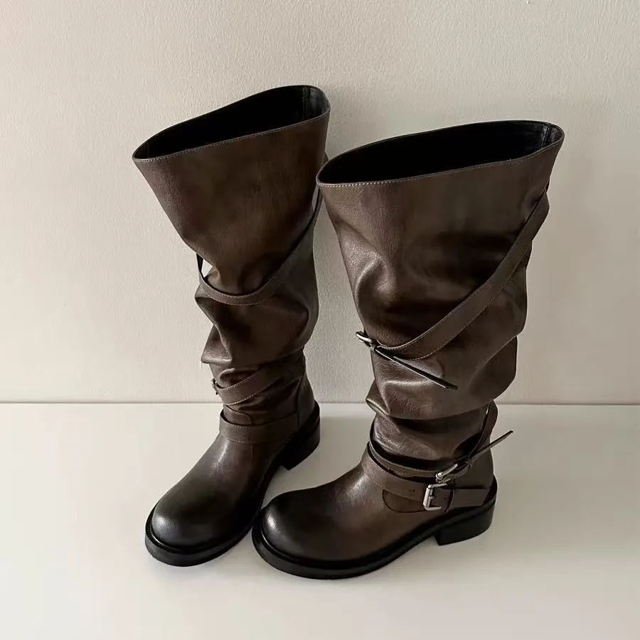 

Women Belt Buckle High Leg Knight Boots Large Waist Long Leg Boots Casual Outdoor Warm Boot Fashionable Comfortable Women Boot