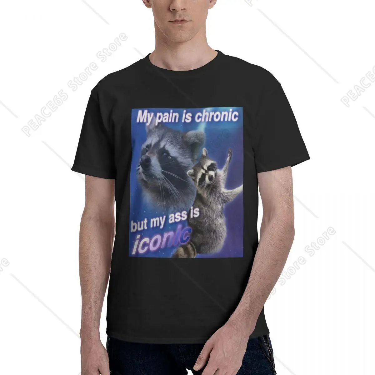 My Pain Is Chronic But My Ass Is Iconic Meme T Shirt Raccoon Tanuki Opossums T Shirt O-neck Summer For Men Graphic Clothes