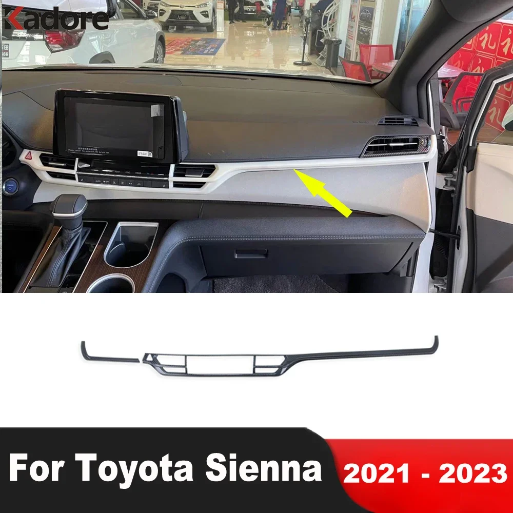 

Центральная панель приборной панели автомобиля, обшивка панели для Toyota Sienna 2021 2022 2023, карбоновое волокно, внутренние молдинги, аксессуары