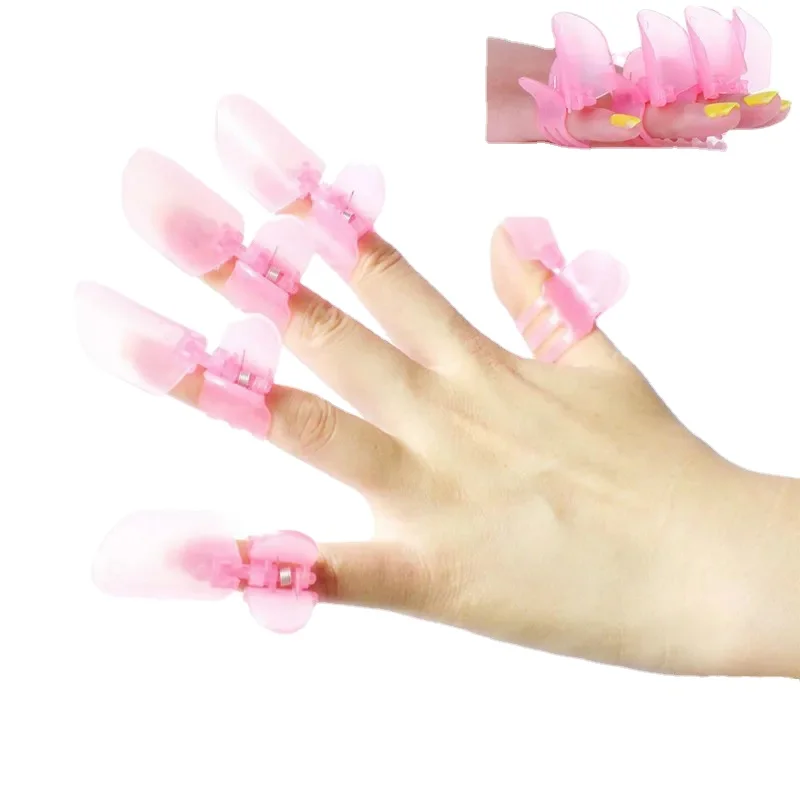 Pink Nail Polish Proteção Verniz Clip, Manicure Protetores de Ponta Cobre, Gel UV Envoltório, Ferramentas Nail Art, 10pcs por conjunto