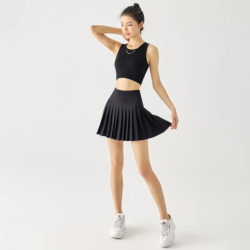 JHJN Versatile Prevent Light Leakage Fake Two Pieces Wearing Outside Sunscreen Tennis Pleated Skirt Sports Skirt For Women