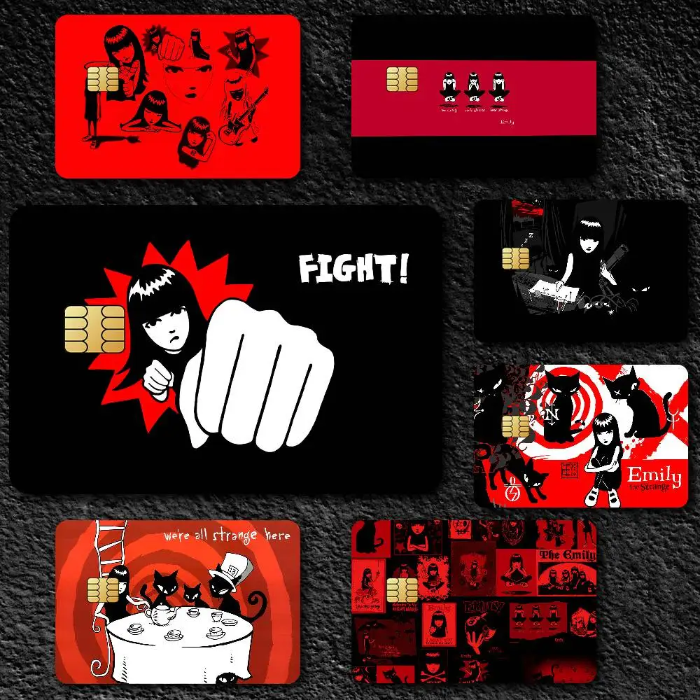 E-Emily The Strange Credit Card Skin Stickers For Bank Card Bus Metro Card Sticker Waterproof Gift