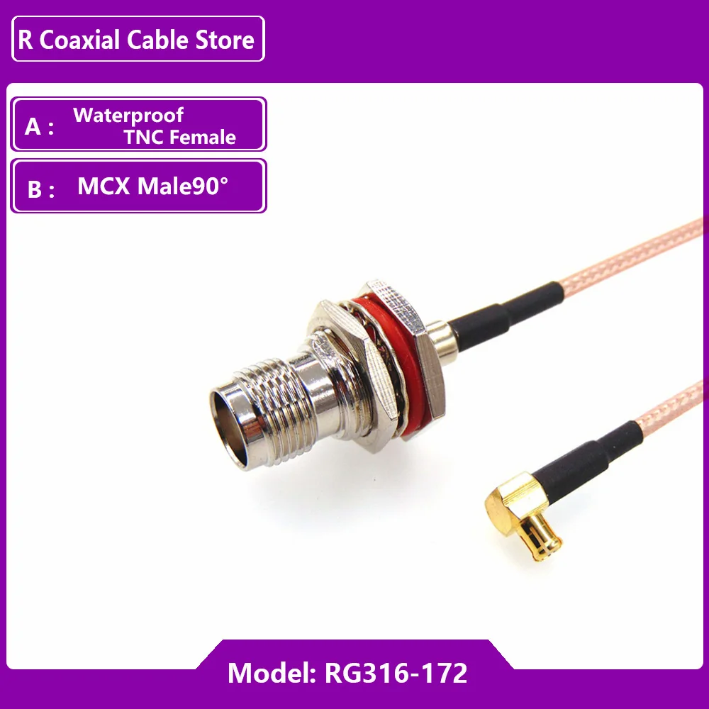 Waterproof TNC Female to MCX Male 90Degree RF Coaxial RG316 Cable Extension Splitter Router GPS GPRS Low Loss Wire Connecter