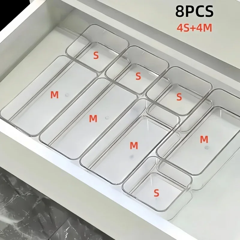 7/8pcstransparent cosmetic storage boxes, drawer built-in separation and organizing box, desktop office stationery storage boxFactory Bulk Wholesale Affordable  Factory Wholesale Affordable Desktop Organizer