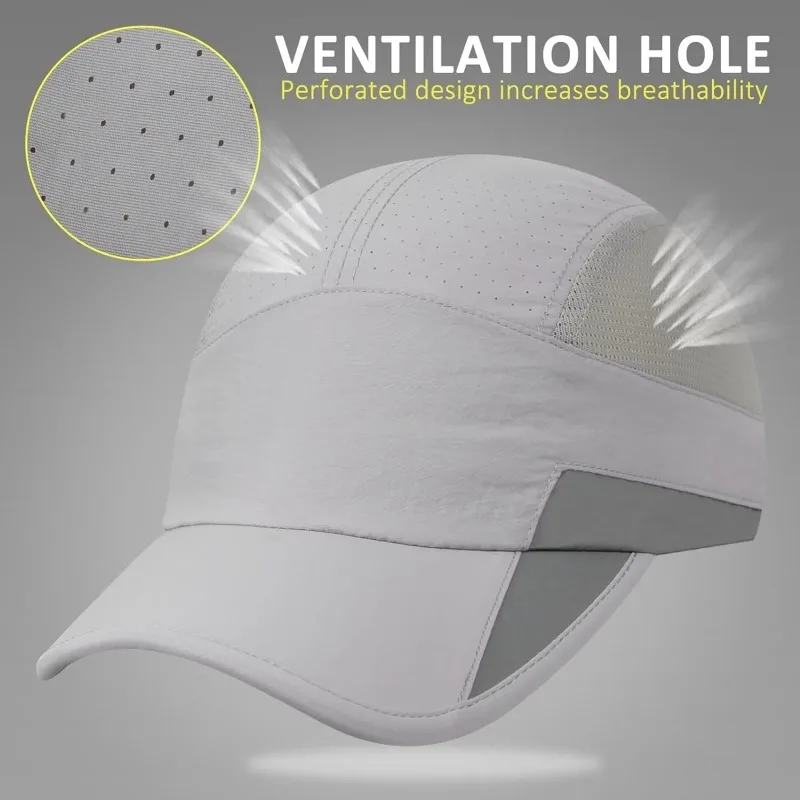 GADIEMKENSD Unstructured Reflective Breathable Sports Cap Fast Dry for Unisex Quick Drying Hat Adjustable Outdoor Cap Visor Hat