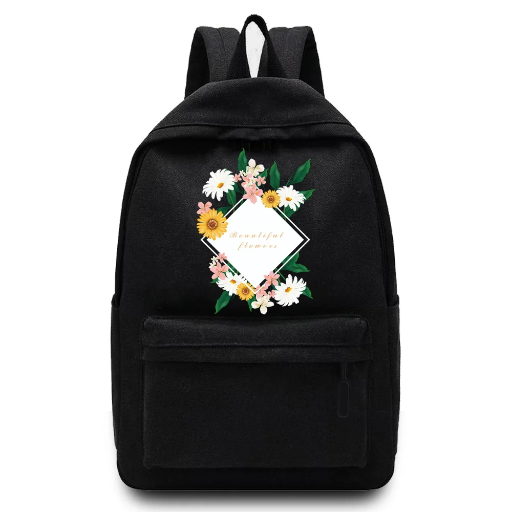 New Backpack Version Daisy Printed Female Middle School Student Schoolbag Casual Back Pack Travel Bag Unisex Youth Backpack