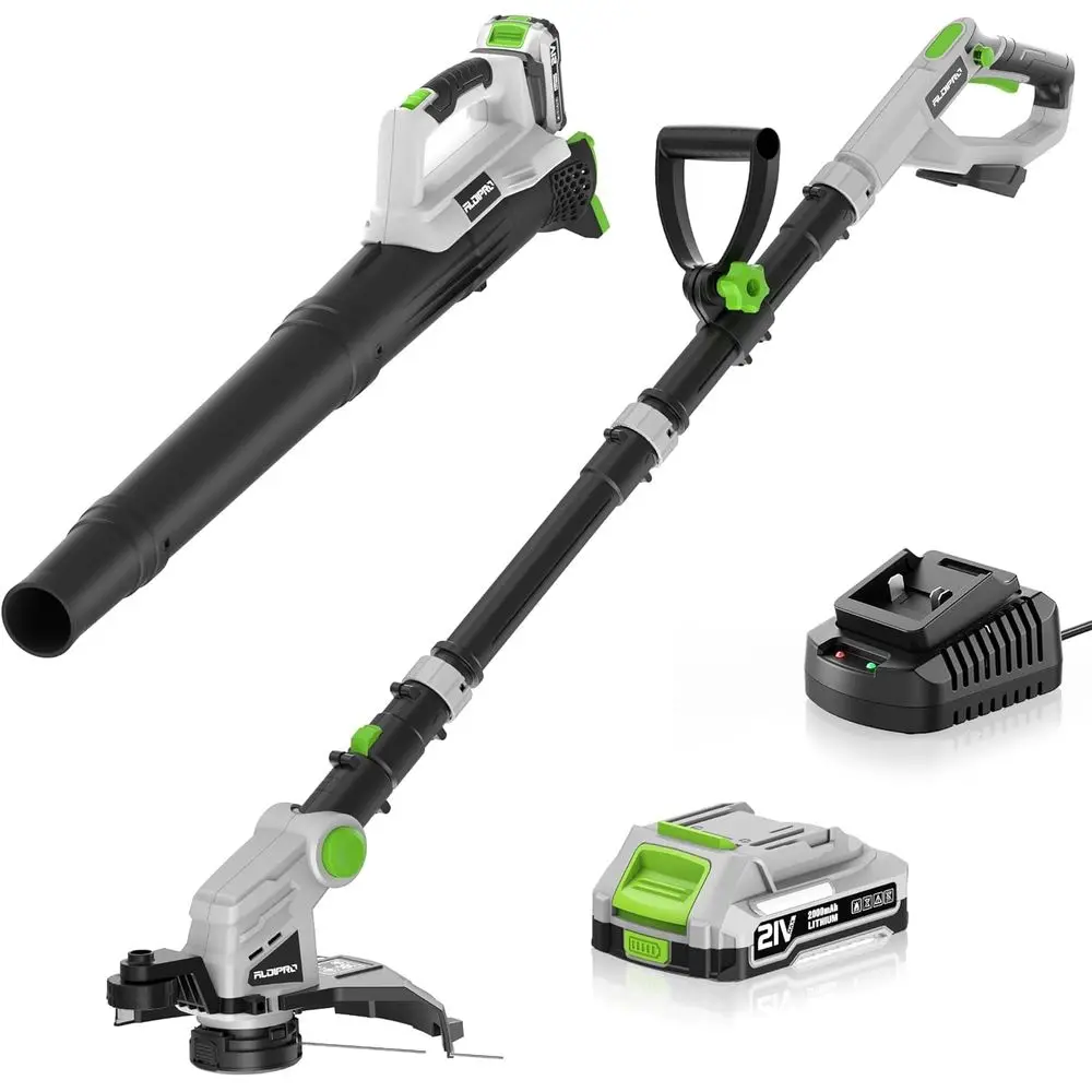 

Lightweight 2.0Ah Battery-Powered String Trimmer and Leaf Blower Combo, 400CFM/130MPH Blower, 12 Auto-Feed Weed Eater for Lawn C