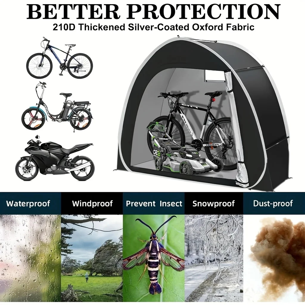 Winter Bike Storage Shed Tent, Outdoor Portable Tool Storage Room,Adopt 210D Oxford Fabric PU4000 Effectively Blocks Rain