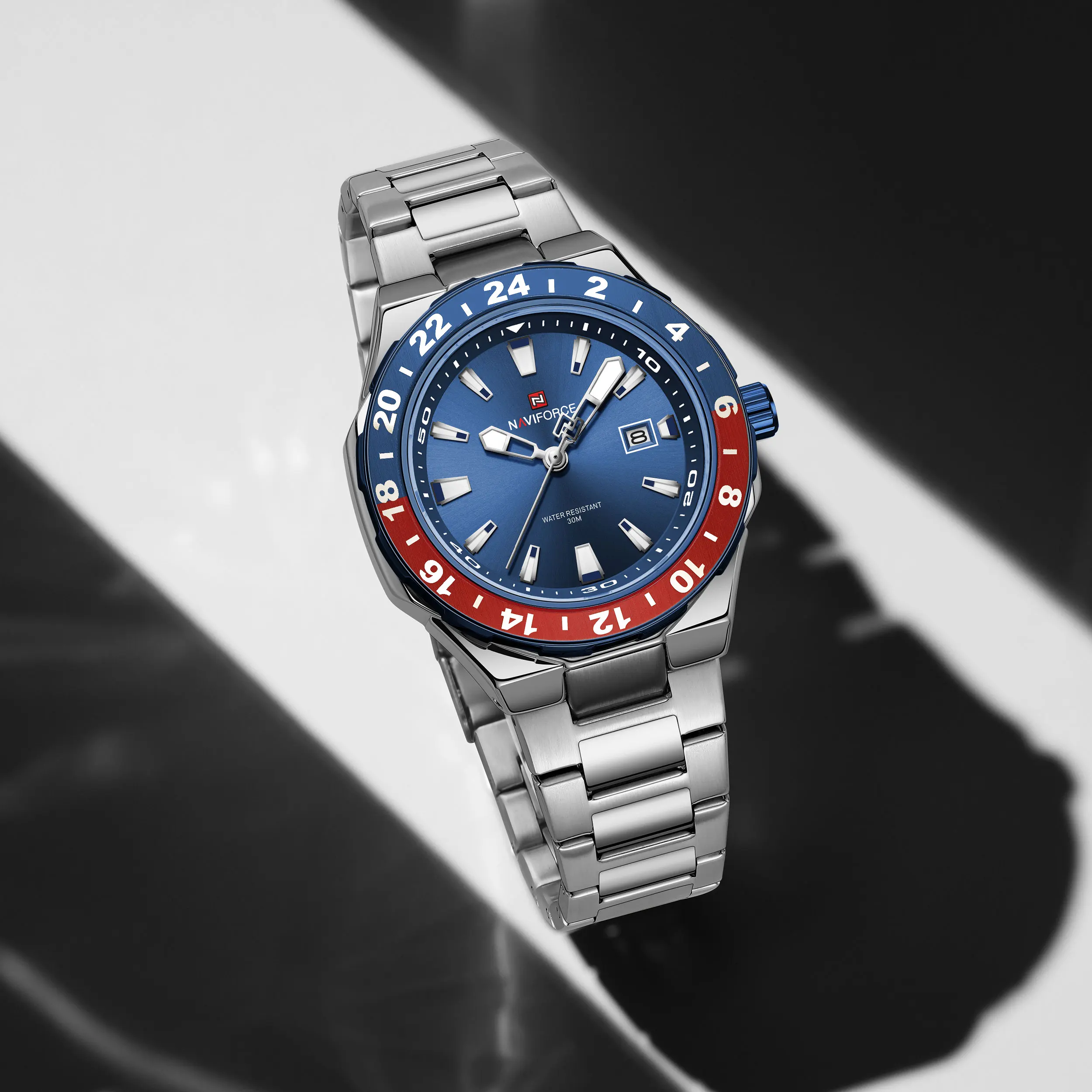 NAVIFORCE 9249, модные брендовые кварцевые часы для мужчин, светящийся календарь, водостойкий ремешок из нержавеющей стали, повседневные элегантные мужские часы