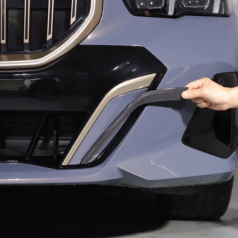 For BMW 5 Series G60 G68 2024+ Real Carbon Fiber Car Front Bumper Side Wolf Tooth Decorative Strip Car Exterior Accessories