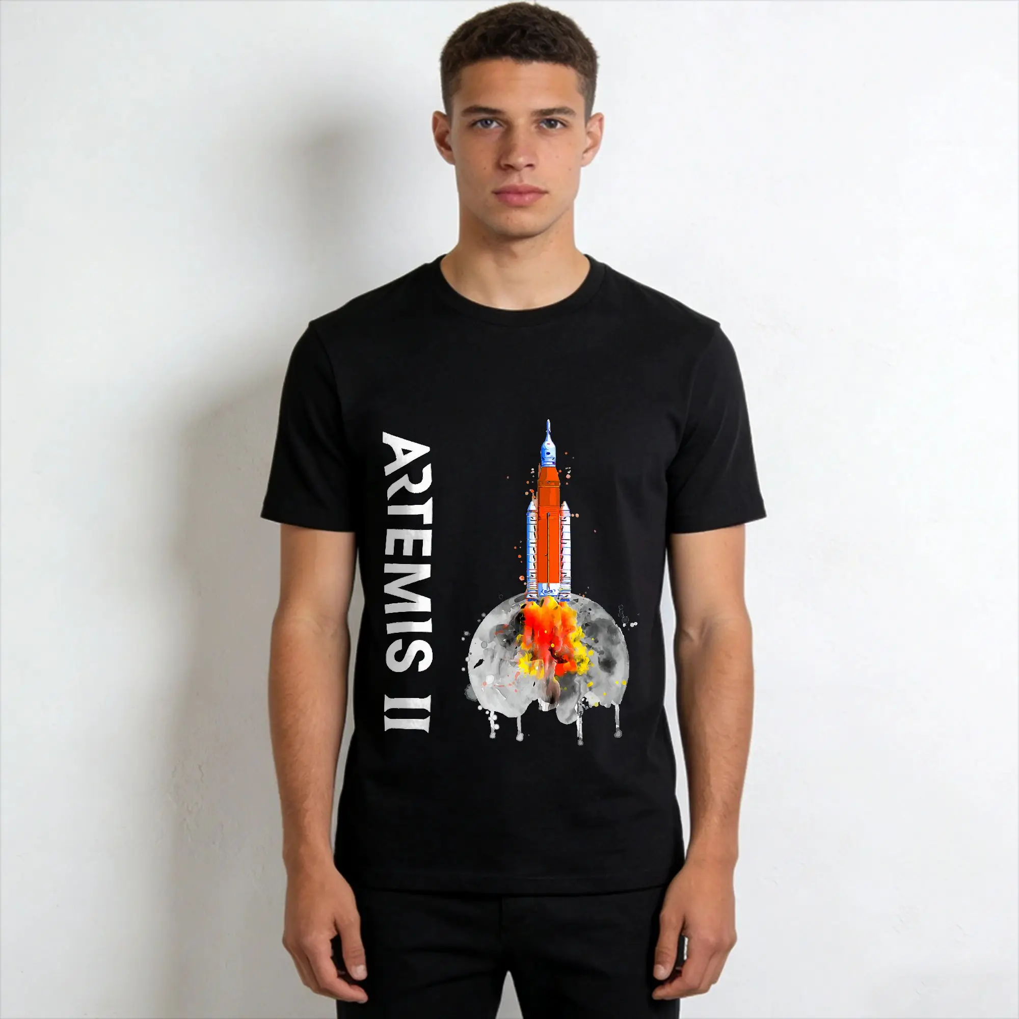 Artemis II Launch to The Moon 2026  Cotton T-Shirt For Men's Summer   T Shirts O-Neck Harajuku Tee Shirt Big Size Hot Sale Tops