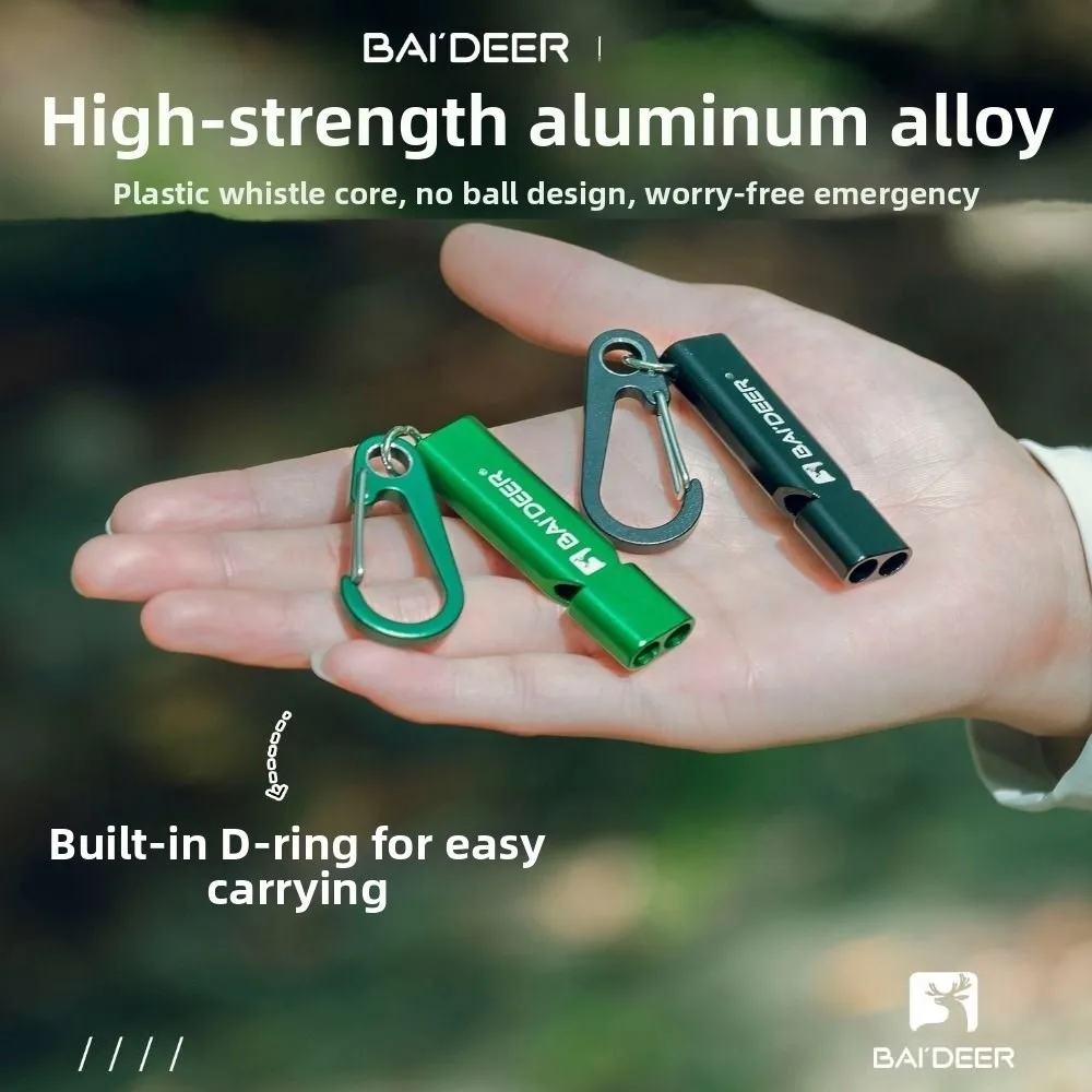 

Aluminum Alloy High Decibel Whistle Keychain Double Pipe 5 Colors Camping Hiking Whistle with Rope Emergency Survival Whistle
