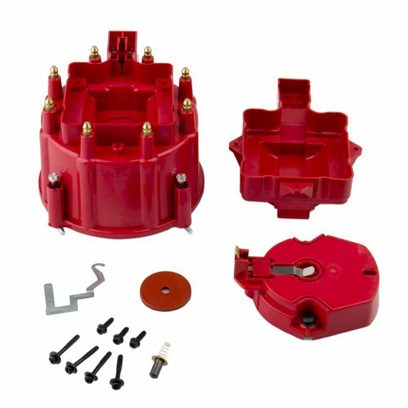 Red Male HEI Distributor Cap Coil and Rotor Kit Replacement for SBC BBC 305 350 454